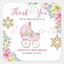 Kleine Snowflake Winter Floral Pink Baby Dusche