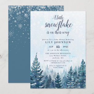 Kleine Snowflake Winterwalddusche Einladung