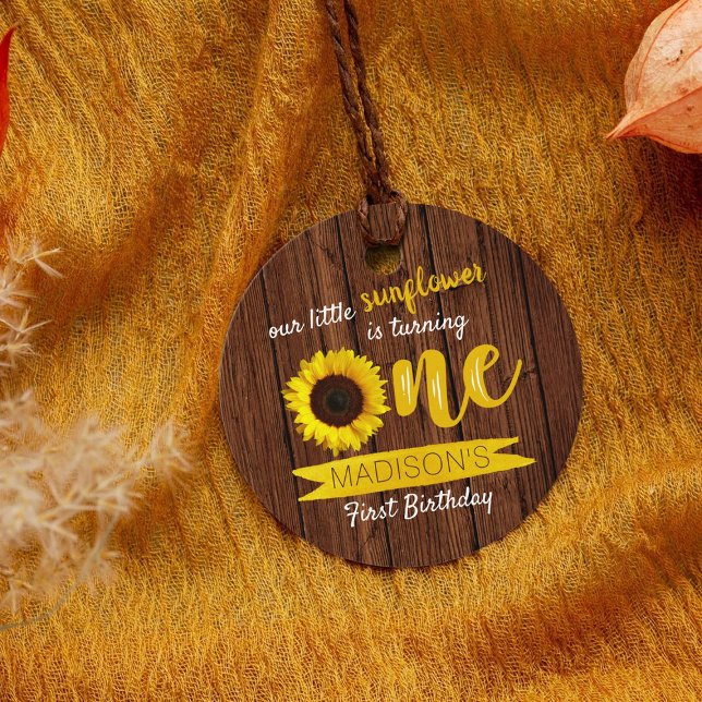 Kleine Sonnenblume 1. Geburtstag Gefälligkeitstags Geschenkanhänger (Von Creator hochgeladen)