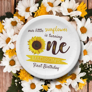 Kleine Sonnenblume 1. Geburtstag Pappteller