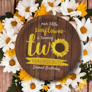 Kleine Sonnenblume 2. Geburtstag Papierplatte Pappteller