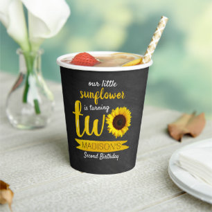 Kleine Sonnenblume 2. Geburtstag Pappbecher