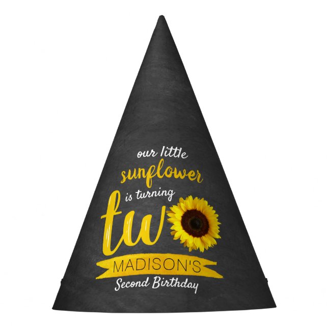 Kleine Sonnenblume 2. Geburtstag Partyhütchen (Vorderseite)