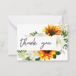 Kleine Sonnenblume Artsty Floral - White 2 Danke Mitteilungskarte