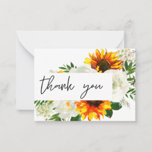 Kleine Sonnenblume Artsty Floral - White 2 Danke Mitteilungskarte