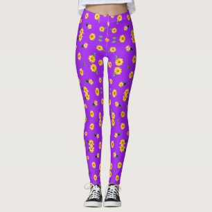 Kleine Sonnenblume auf hellem, lila Hintergrund Leggings