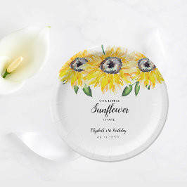 Kleine Sonnenblume ist ein First Birthday Elegant Pappteller