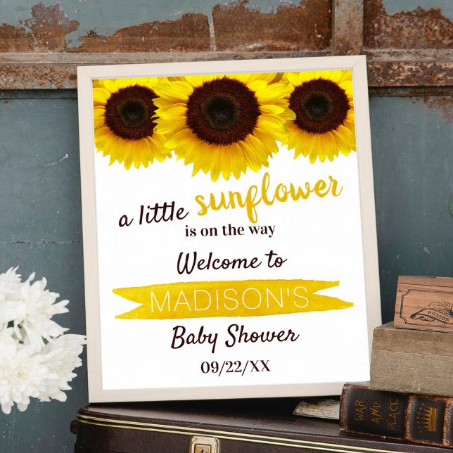 Kleine Sonnenblume unterwegs! Baby Dusche Empfang Poster (Von Creator hochgeladen)