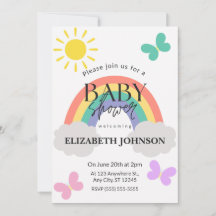Kleine Sonnenschein & Regenbogen Babyshower-Einlad