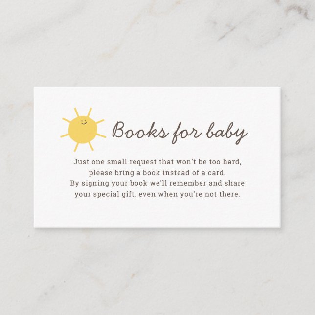Kleine Sonnenscheinbücher für Babybuchkarten Begleitkarte (Vorderseite)