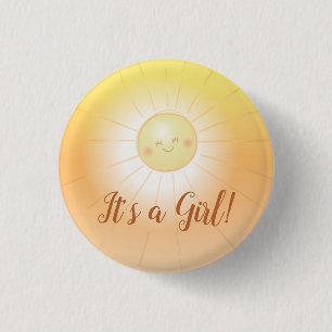 Kleine Sonnenscheindusche Es ist ein Mädchen Button