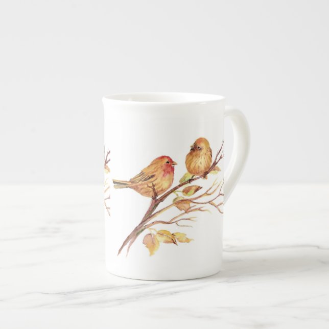 Kleine Sparrow-Vögel, Knochen-China-Tasse Prozellantasse (Vorderseite Rechts)