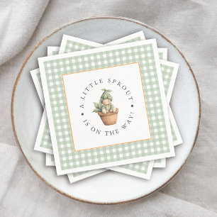 Kleine Sprossen-Sage-Gingham-Baby-Party Serviette