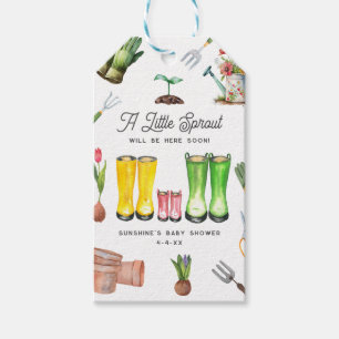 Kleine Sprout-Gartendusche Pink-Stiefel Geschenkanhänger