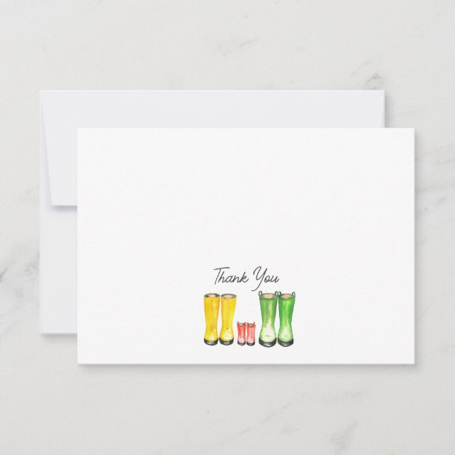 Kleine Sprout Red Rain Boots Gartenarbeit Dankeskarte (Vorderseite)