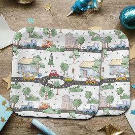 Kleine Stadt und Autos farbenfrohe Muster Pappteller