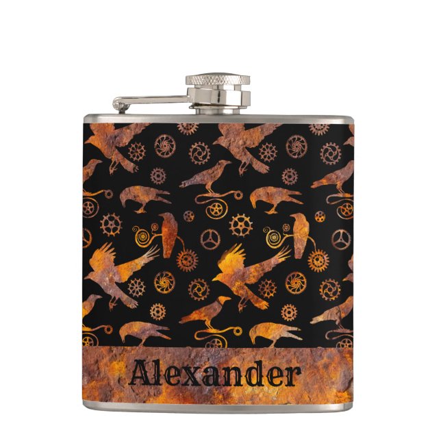 Kleine Steampunken, farbenfrohe, rostfreie Gänge u Flachmann (Vorderseite)