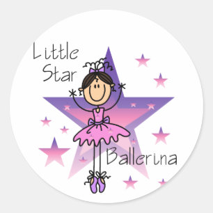Kleine Stern-Ballerina - Braunes Haar Runder Aufkleber
