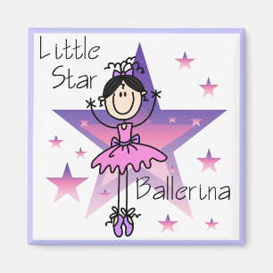 Kleine Stern-Ballerina-schwarze Haare Magnet