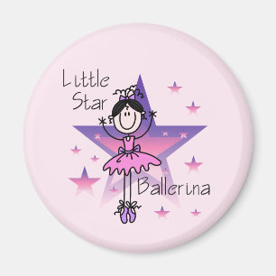 Kleine Stern-Ballerina-schwarze Haare Magnet