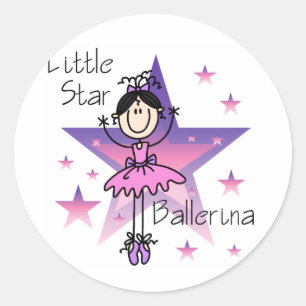 Kleine Stern-Ballerina-schwarze Haare Runder Aufkleber