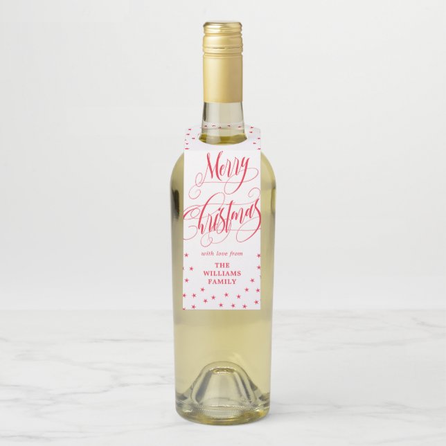 Kleine Stern-Wirble Kalligraphie-frohe Weihnachten Flaschenanhänger (Auf Flasche)