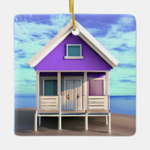 Kleine Strandhütte auf dem Sand Keramikornament