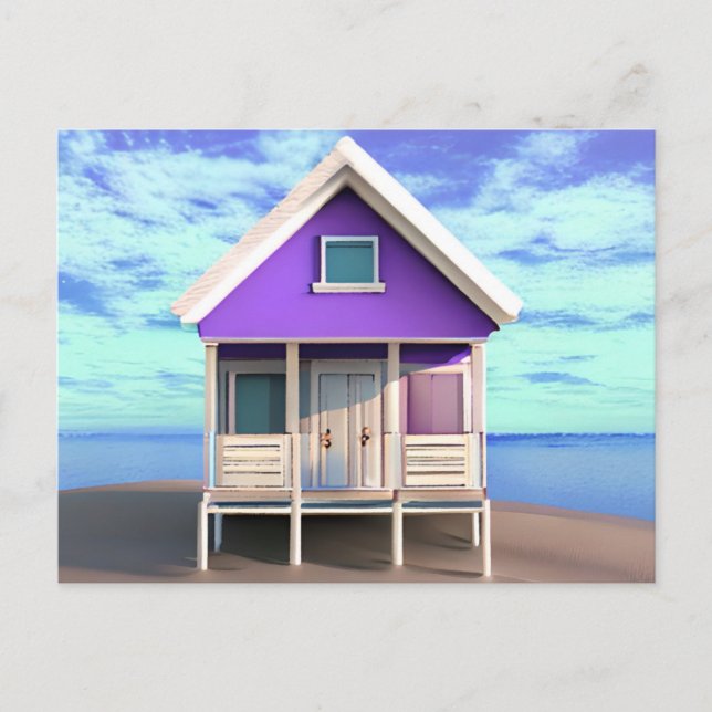 Kleine Strandhütte auf dem Sand Postkarte (Vorderseite)