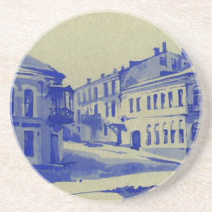 Kleine Straßen in der alten Stadt Sandstein Untersetzer