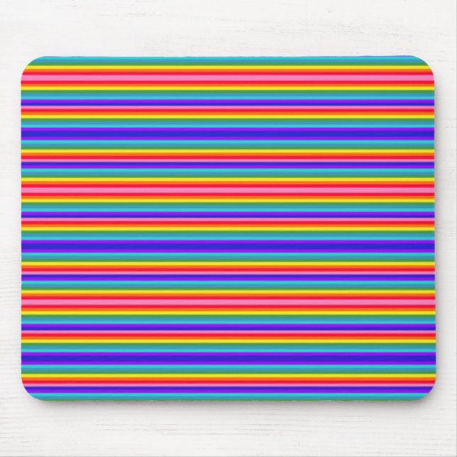 Kleine Streifen mit Regenbogenfarben Mousepad (Vorne)