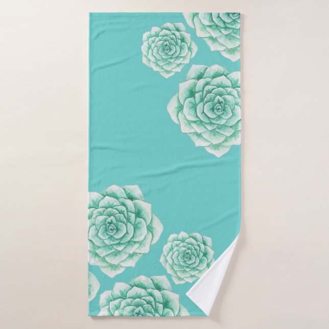 Kleine Sukkulente Aquamarine Kunst Badhandtuch Set (Badehandtuch)
