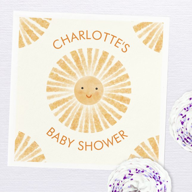 Kleine Sunshine Baby Dusche Personalisiert Serviette (Little ray of sunshine personalized baby shower party paper napkins)