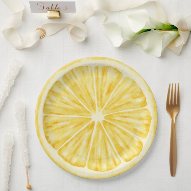 Kleine Süsse auf dem Weg Lemon Citrus Babydusche Pappteller (Hochzeit)