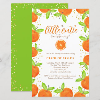 Kleine Süsse auf Way Orange Clementine Baby Dusche
