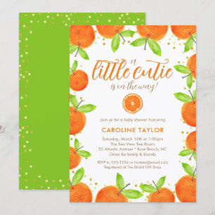 Kleine Süsse auf Way Orange Clementine Baby Dusche Einladung