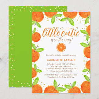 Kleine Süsse auf Way Orange Clementine Baby Dusche Einladung