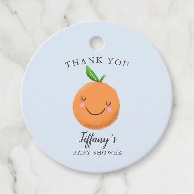 Kleine Süsse Baby Dusche Blue Clementine Geschenkanhänger (Vorderseite)
