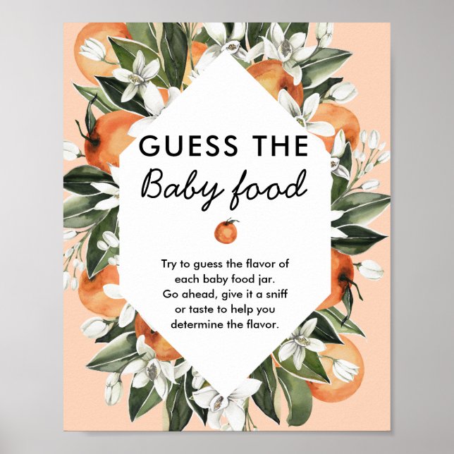 Kleine Süsse Baby Shower Baby Food Game Schild (Vorne)