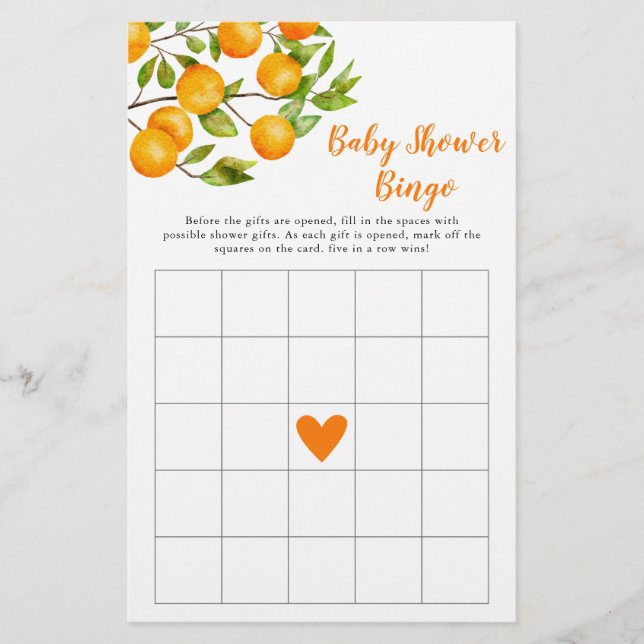 Kleine Süsse Baby Shower Bingo Game (Vorderseite)