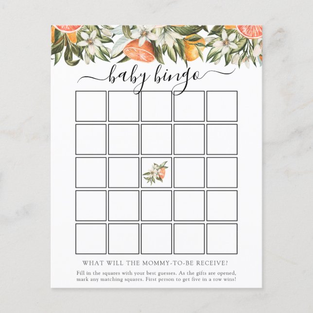 Kleine Süsse Baby Shower Bingo Game Card (Vorderseite)