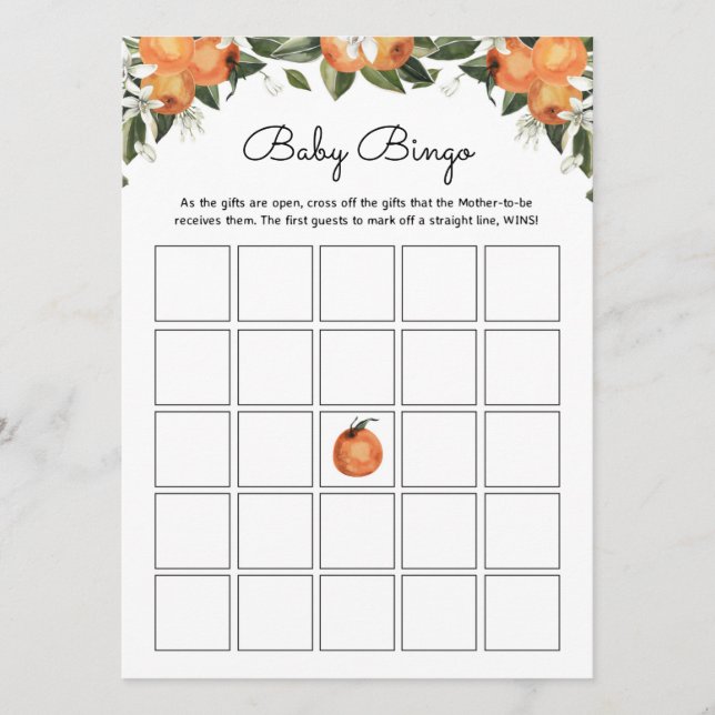Kleine Süsse Baby Shower Games | Baby Bingo Game Hinweiskarte (Vorderseite)