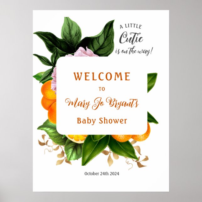 Kleine Süsse Babydusche Blüte und Obst Poster (Vorne)