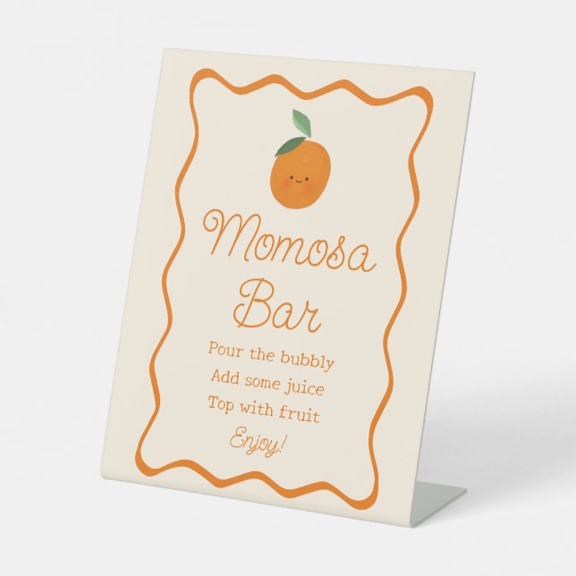 Kleine Süsse Babydusche Momosa Bar Sockelschild (Vorderseite)