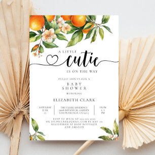 Kleine Süsse Botanische Citrus Orange Babydusche Einladung