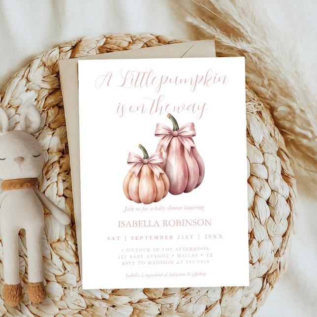 Kleine Süsse Bow Pink Pumpkin Girl Dusche Einladung (Von Creator hochgeladen)