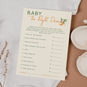 Kleine Süsse Citrus Baby die richtige Preiskarte Einladung