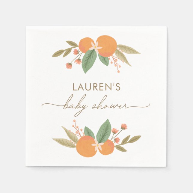 Kleine Süsse Citrus Baby Dusche Serviette (Vorderseite)