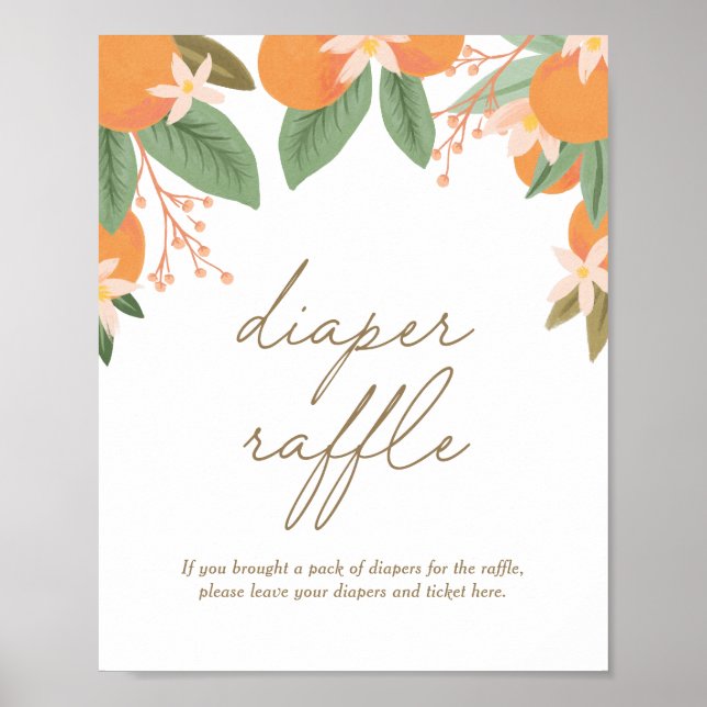 Kleine Süsse Citrus Babydusche Windeln Raffle-Zeic Poster (Vorne)