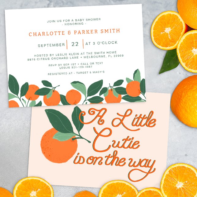 Kleine Süsse Citrus Botanical Baby Dusche Einladung (Cutie Baby Shower Invite)