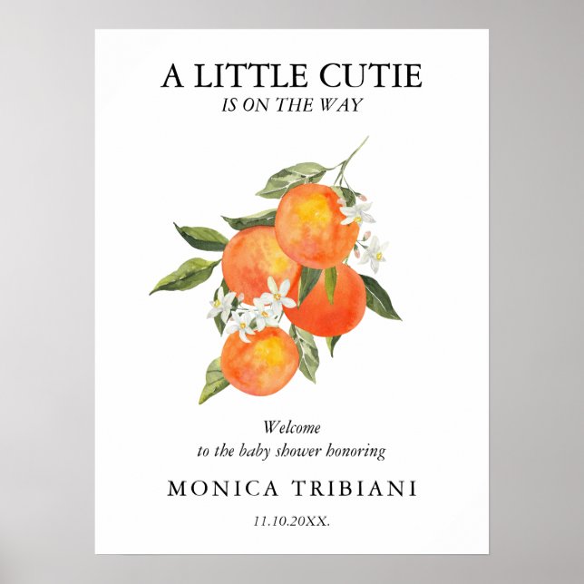 Kleine Süsse Citrus Botanical Baby Dusche Empfang Poster (Vorne)